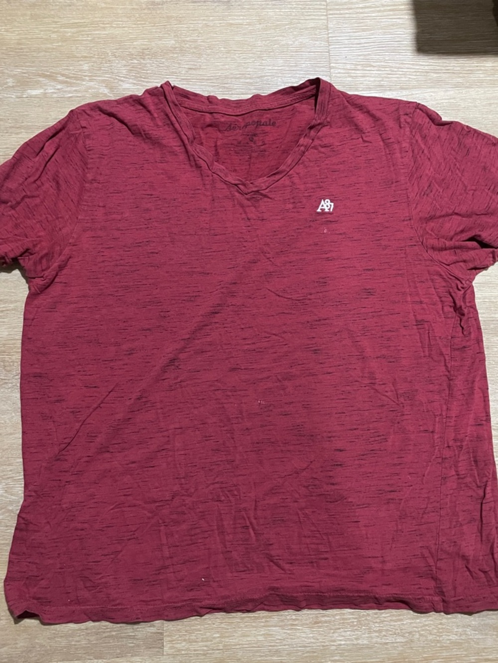 Aeropostale Men's V-Neck Tee — Burgundy